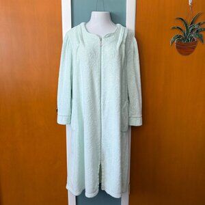 Jasmine Rose Womens Robe XL Mint Green Calf Length Long Sleeve 3/4 Zip Pockets